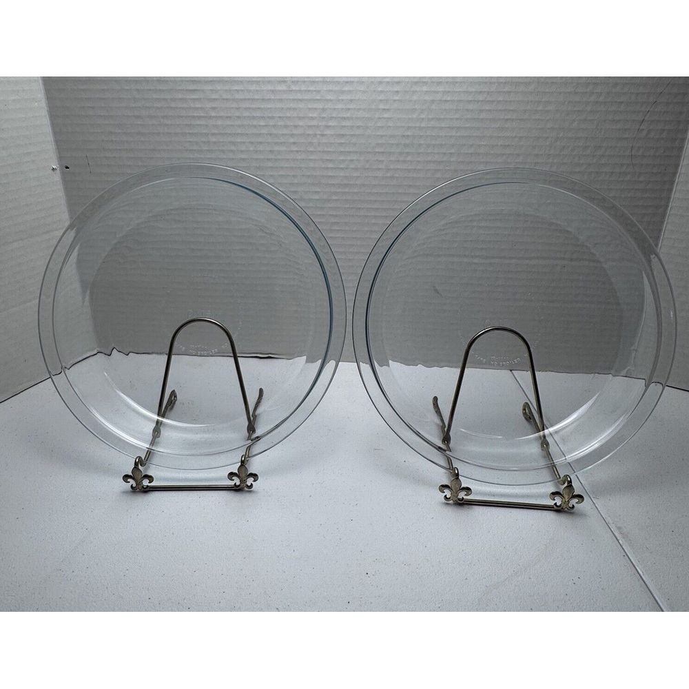 Set Of‎ 2 Pyrex 9" Clear Glass Pie Dishes EUC